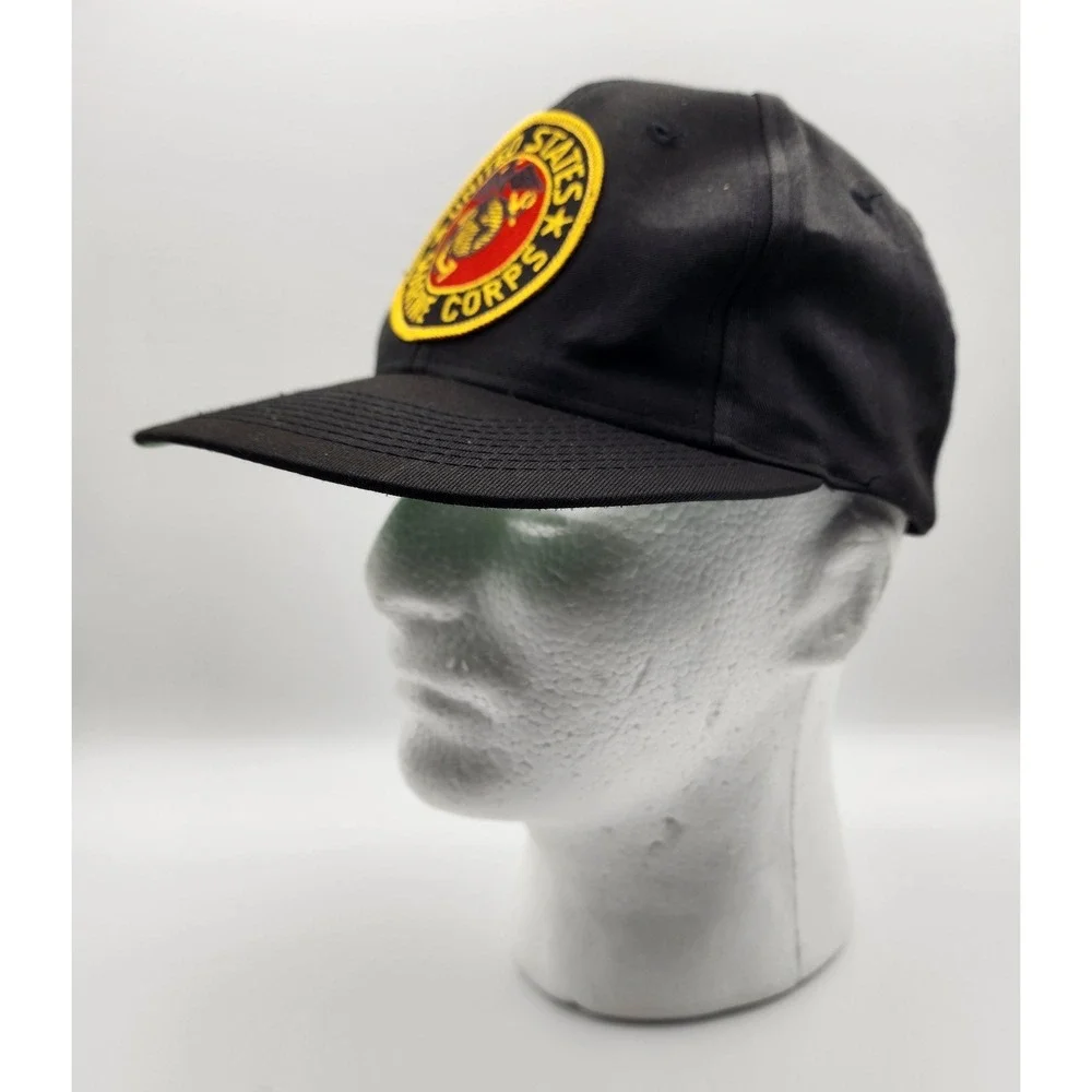 VINTAGE ATT HAT US MARINE CORPS BLACK‎ ONE SIZE